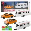 Set of Metal Car with Camper Trailer Orange Rotaļlietu automašīnas