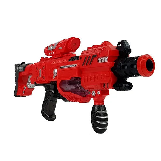 Sarkans spīdīgs tumsā šautenis ar patronām Šautenes