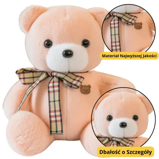 Plush Mascot Cuddly Toy Teddy Bear With Bow Cream 23cm Plīša rotaļlietas