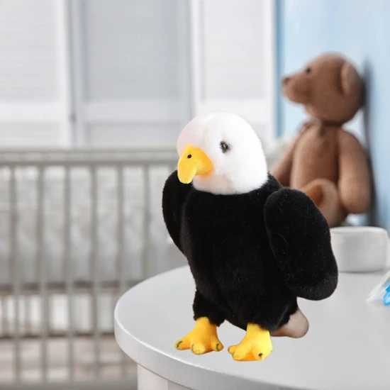 Plush Eagle Bird Plush Toy Mascot Cuddly Toy Black and White 25cm Plīša rotaļlietas