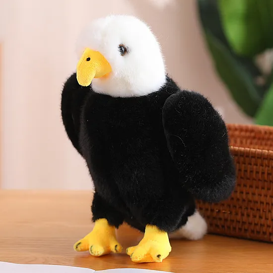 Plush Eagle Bird Plush Toy Mascot Cuddly Toy Black and White 25cm Plīša rotaļlietas