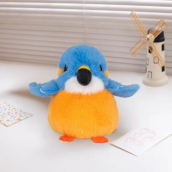 Plush Mascot Cuddly Toy Bird Blue Orange 12cm Plīša rotaļlietas
