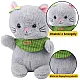 Plush Mascot Cuddly Toy Cat Gray Green Scarf Bow 22cm Plīša rotaļlietas