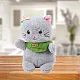 Plush Mascot Cuddly Toy Cat Gray Green Scarf Bow 22cm Plīša rotaļlietas