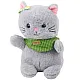 Plush Mascot Cuddly Toy Cat Gray Green Scarf Bow 22cm Plīša rotaļlietas