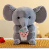 Plush Mascot Cuddly Toy Elephant With Strawberry Gray 23cm Plīša rotaļlietas