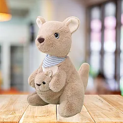 Plīša talismans Plīša rotaļlieta ķengurs ar mazuli 23cm