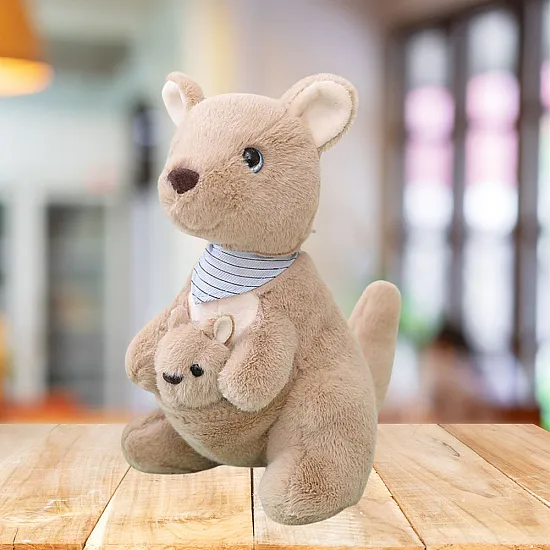 Plush Mascot Cuddly Toy Kangaroo With Cub 23cm Plīša rotaļlietas