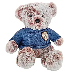 Plīša talismans plīša rotaļlieta lācītis pelēks zils džemperis 21cm