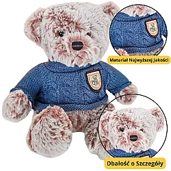 Plīša talismans plīša rotaļlieta lācītis pelēks zils džemperis 21cm