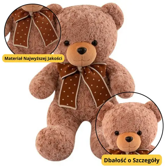 Plush Mascot Cuddly Toy Teddy Bear With Bow Polka Dots 45cm Plīša rotaļlietas