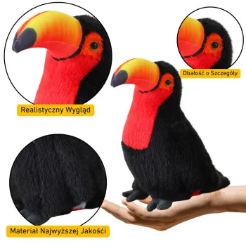 Sarkans plīša tukāns, 30 cm