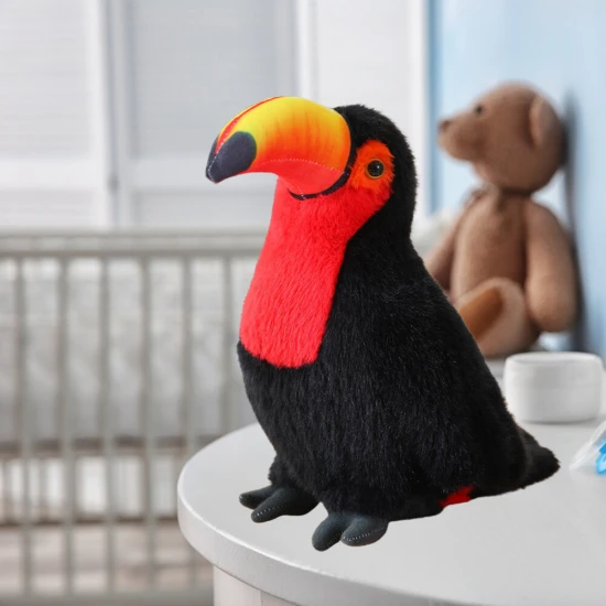 Plīša tukāns putns plīša rotaļlieta talismans plīša rotaļlieta sarkana 35 cm