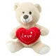 Plush Toy Teddy Bear with Heart Cream Beige 30cm Plīša rotaļlietas