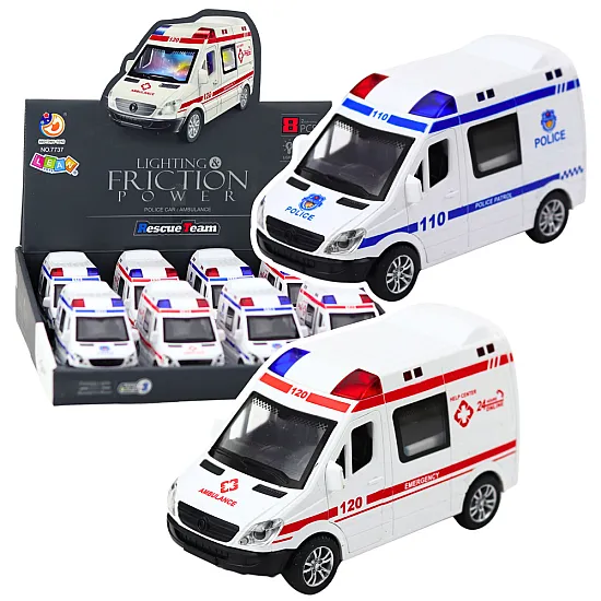 Police Car Ambulance Opening Doors Drive Lights Sounds Mix Rotaļlietu automašīnas