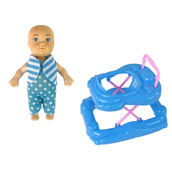 Grūtniece lelle ar baltiem punktiem rotātu kleitu un mammas komplektu Leļļu un spēļu komplekti