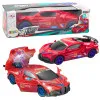 Sports Car Obstacle Sensor Led Ball 360° Rotation Lights Sound Red Rotaļlietu automašīnas