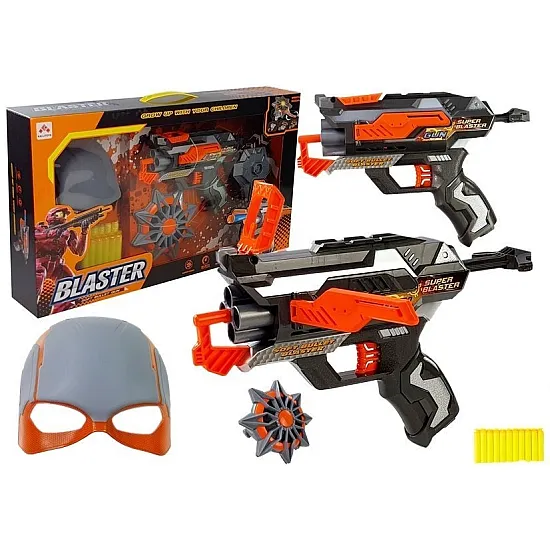 Black/red rifle with bullets and mask Rifles