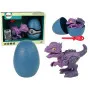 Zils dinozaura olas ar izjaucamu violetu dinozauru.