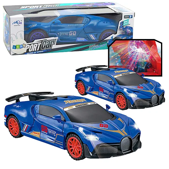 Sports Car Obstacle Sensor Led Ball 360° Rotation Lights Sound Blue Samochody-zabawki