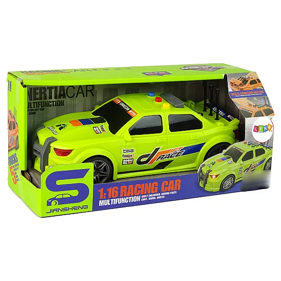 Sports Car Racing Lights Sounds Green 1:16 Žaisliniai automobiliai