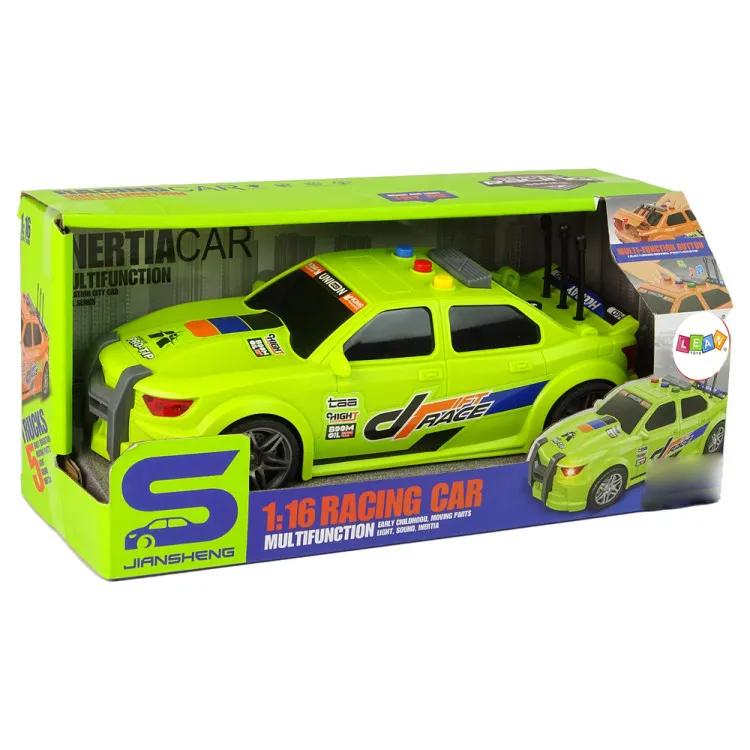 Sports Car Racing Lights Sounds Green 1:16 Rotaļlietu automašīnas
