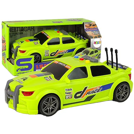 Sports Car Racing Lights Sounds Green 1:16 Žaisliniai automobiliai