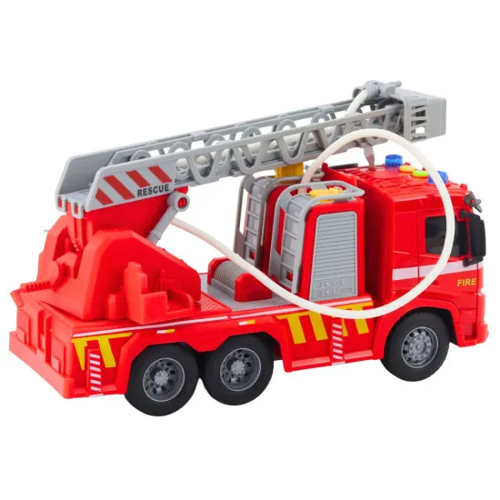 Fire Truck Fire Department Ladder Lights Sounds Water Spray 1:16 Rotaļlietu automašīnas