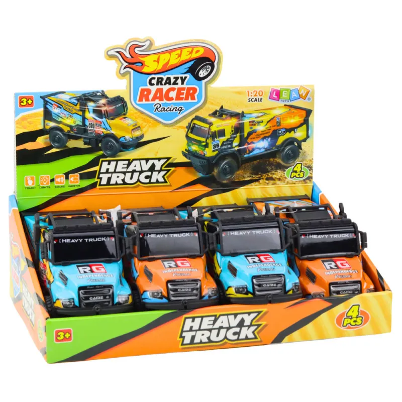 Offroad Car Drive Lights Sounds Orange Blue Rotaļlietu automašīnas