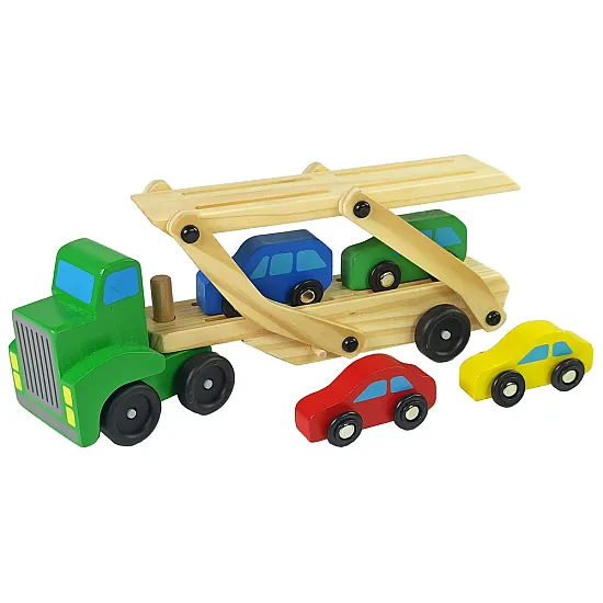Wooden Green Truck with Trucks Blocks Rotaļlietu automašīnas