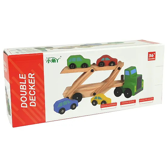 Wooden Green Truck with Trucks Blocks Rotaļlietu automašīnas