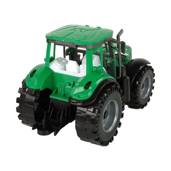 Zaļš traktors ar sarkanu piekabi Fraktāls disks
