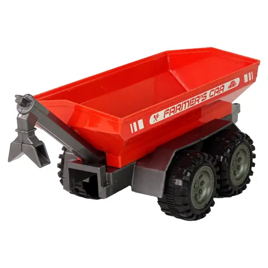 Zaļš traktors ar sarkanu piekabi Fraktāls disks