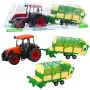 Lauksaimniecības traktors ar zaļu un dzeltenu piekabi Sarkans 50cm