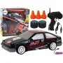 Tālvadības pults vadāma sporta automašīna R/C 1:24 melnā krāsā ar maināmiem riteņiem