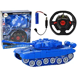 R/C tankas Nuotoliniu būdu valdomi žibintai garsas mėlyna 1:18 27MHz