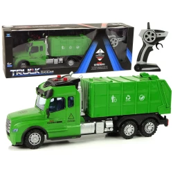 Pilot 2.4G Lights Sounds Green Remote Controlled Refuse Truck 2.4G gaisma izklausās zaļa tālvadības atkritumu mašīna