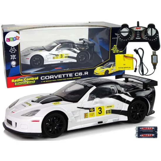 Sacīkšu sporta auto R/C 1:18 Corvette C6.R balts 2.4 G lukturi Radio vadāmās rotaļlietas