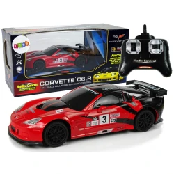 Sporta auto R/C 1:24 Corvette C6.R sarkans 2.4 G lukturi