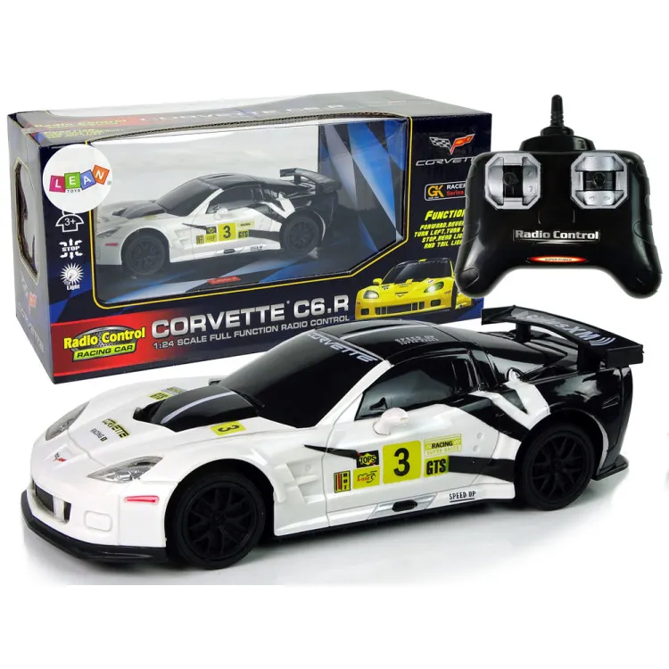 Sporta auto R/C 1:24 Corvette C6.R balts 2.4 G lukturi Radio vadāmās rotaļlietas