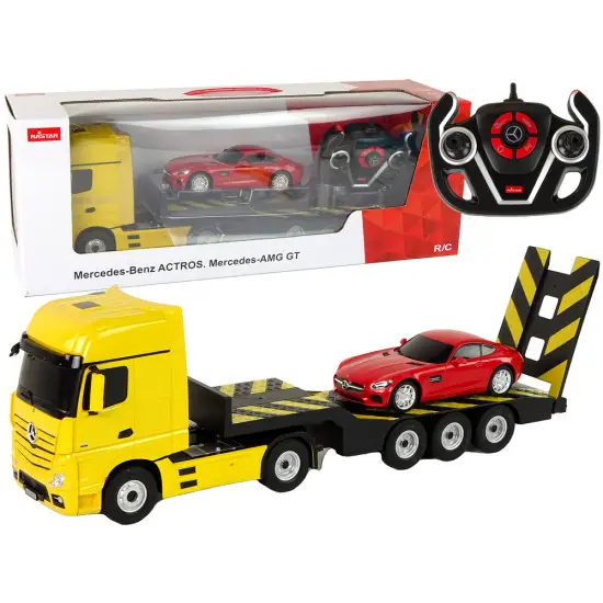 Mercedes-Benz R/C traktors 1:26 Dzeltens Sarkans Radio vadāmās rotaļlietas