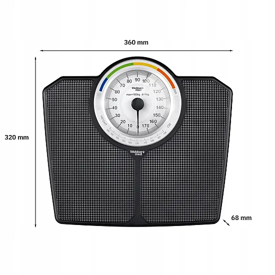 Classic Mechanical Bathroom Scale up to 180 kg Black WEBBER BMI Elektronika un sadzīves tehnika ELDOM