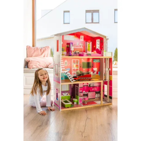 Malibu koka leļļu māja Leļļu un spēļu komplekti ECOTOYS