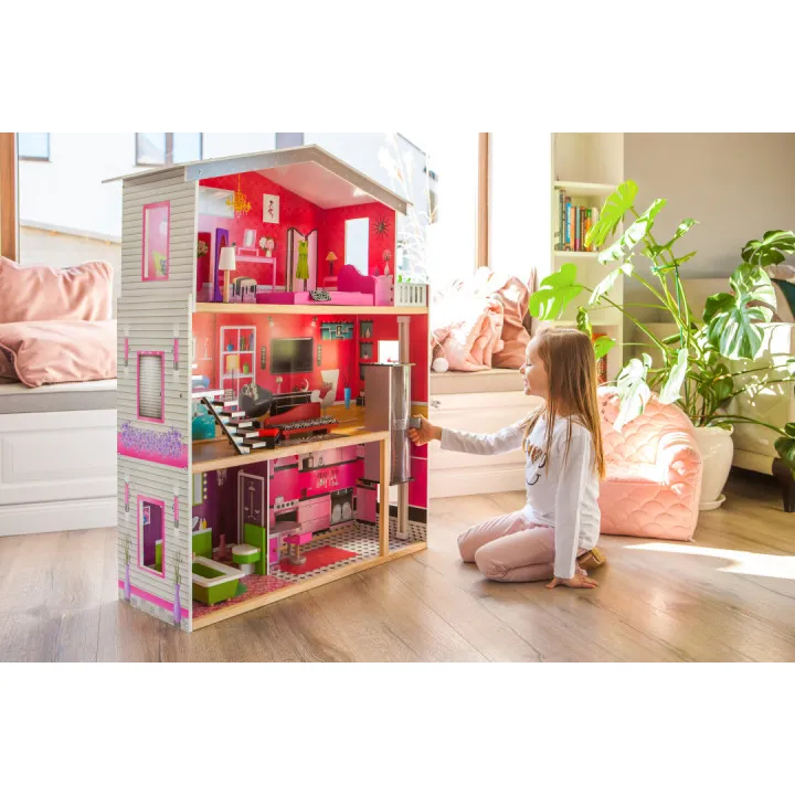 Malibu koka leļļu māja Leļļu un spēļu komplekti ECOTOYS