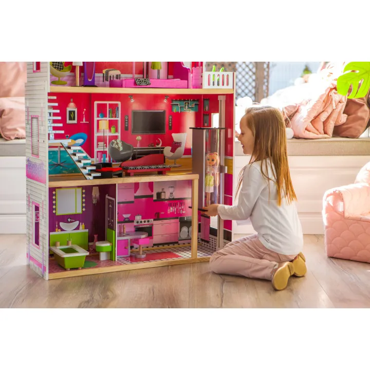 Malibu koka leļļu māja Leļļu un spēļu komplekti ECOTOYS