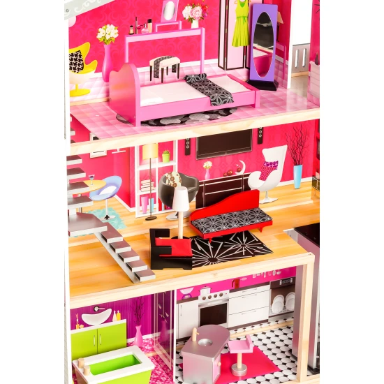 Malibu koka leļļu māja Leļļu un spēļu komplekti ECOTOYS