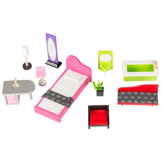 Malibu koka leļļu māja Leļļu un spēļu komplekti ECOTOYS