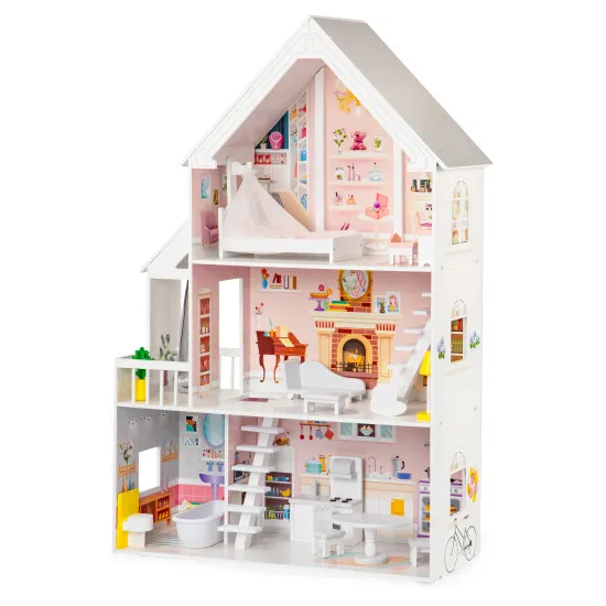Koka leļļu māja Pudrowa Leļļu un spēļu komplekti ECOTOYS