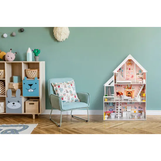 Koka leļļu māja Pudrowa Leļļu un spēļu komplekti ECOTOYS