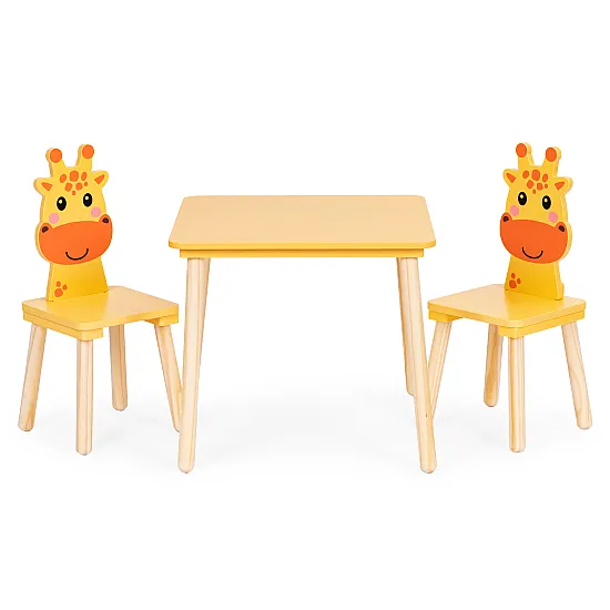 Bērnu mēbeļu komplekts: galds un 2 krēsli ar žirafas motīvu Bērnu mēbeles ECOTOYS